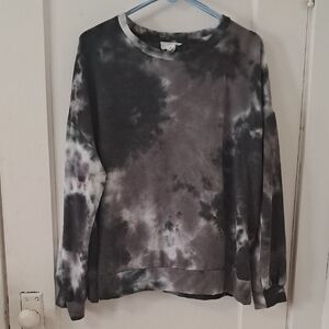 For The Republic Gray Tie-Dye Top